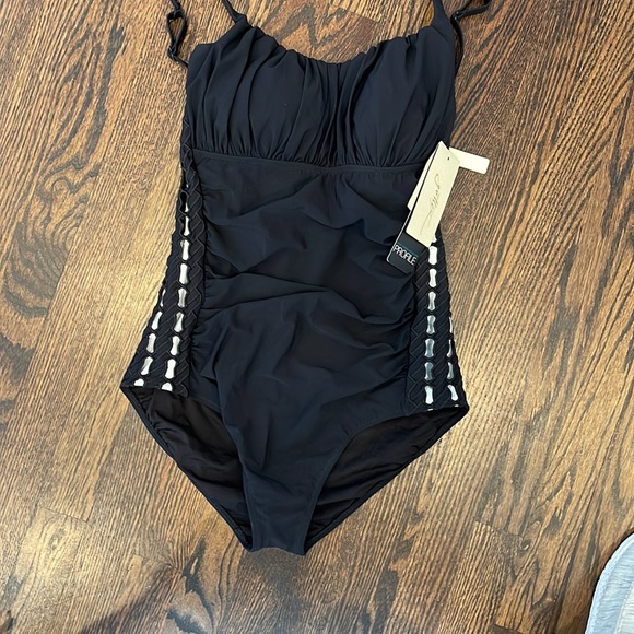 Profile By Gottex Women's Off The Shoulder One Piece Swimsuit – D-Cup, Adjustable Straps & Tummy Control - View #3
